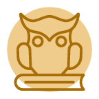 icon of an owl sitting on a book