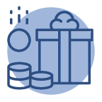 An icon of a gift and some coins